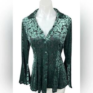 Ultra Pink Emerald Floral Velvet Top